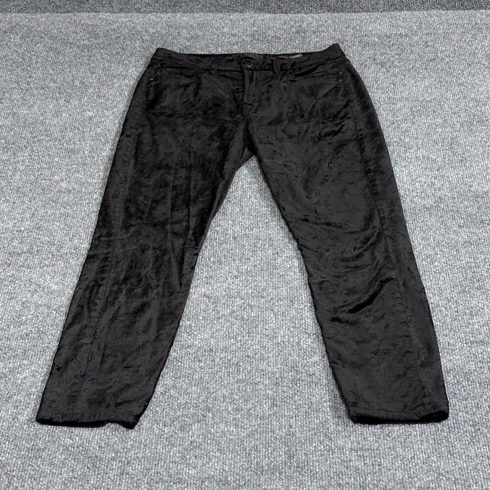 JEN7 Ankle Skinny Pants Womens 4 Black Velvet Mid Rise Stretch Soft Finish